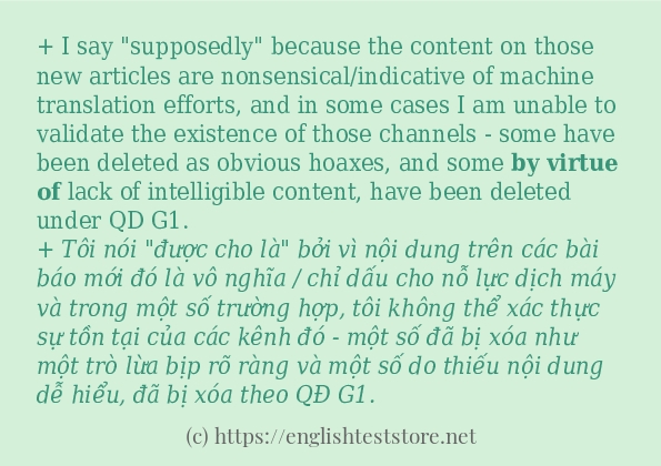 Câu ví dụ của từ by virtue of