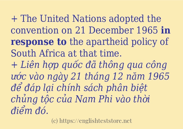 in response to ví dụ cách dùng trong câu