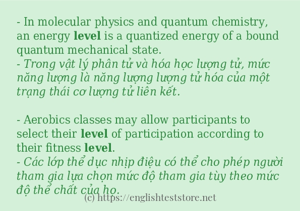 level câu ví dụ về cách dùng