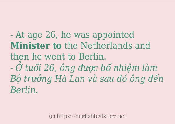minister to cách dùng và ví dụ trong câu