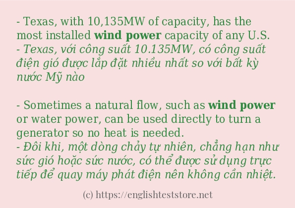 Các cách dùng từ wind power