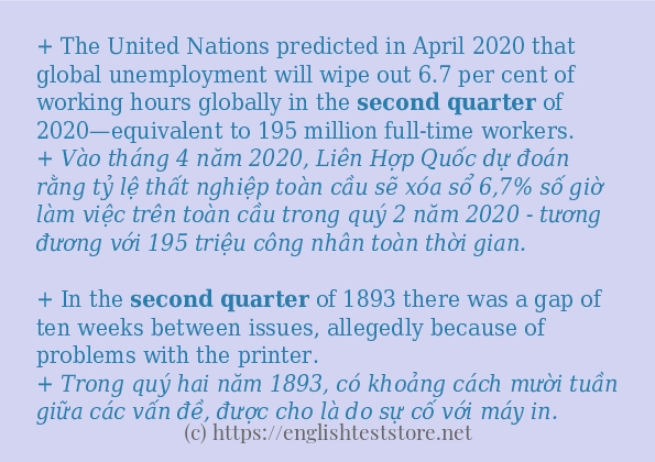 Câu ví dụ của từ second quarter