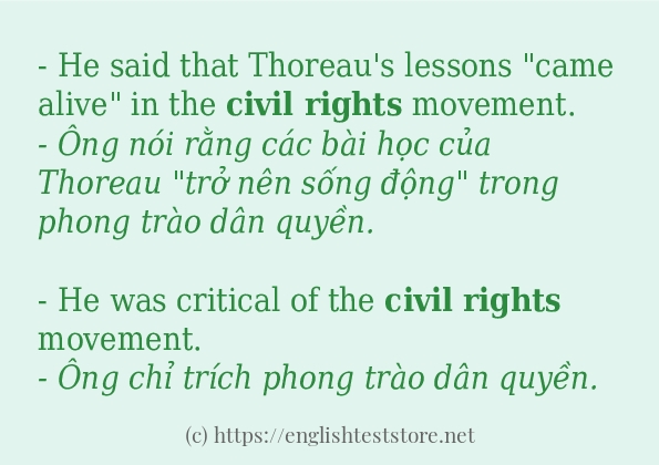 Civil rights sử dụng thực tế trong câu
