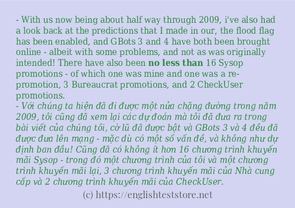 no less than ví dụ cách dùng trong câu