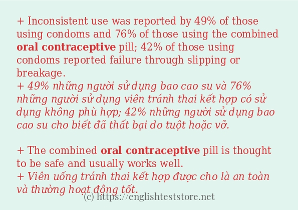 oral contraceptive câu ví dụ về cách dùng
