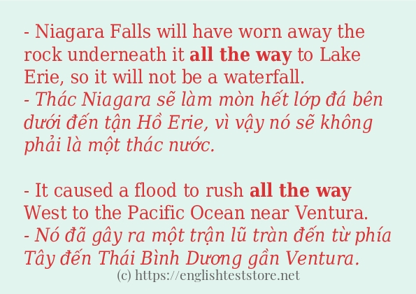 Các câu ví dụ và cách dùng từ all the way