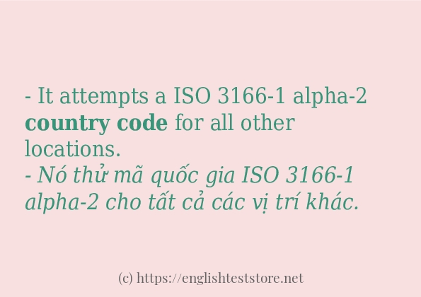 Các câu ví dụ và cách sử dụng từ Country code