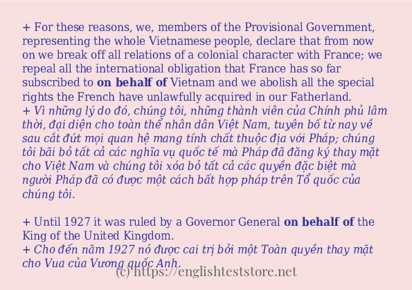 Cách dùng từ on behalf of