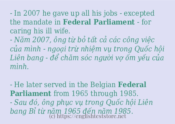federal parliament cách dùng và câu ví dụ