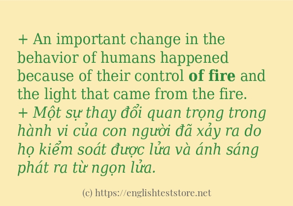 of Fire áp dụng trong câu và ví dụ