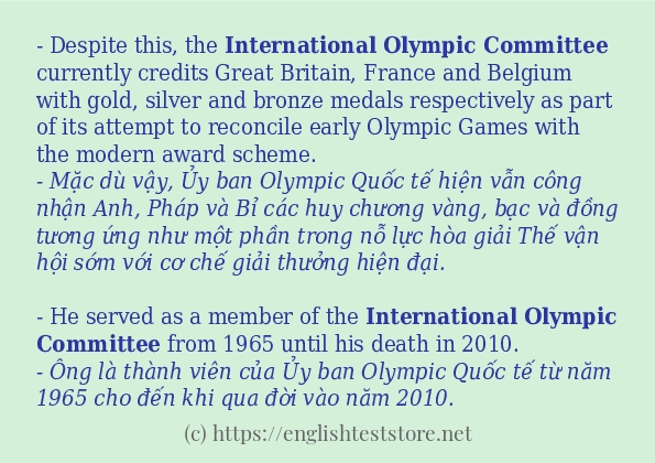 Cách dùng từ International Olympic Committee