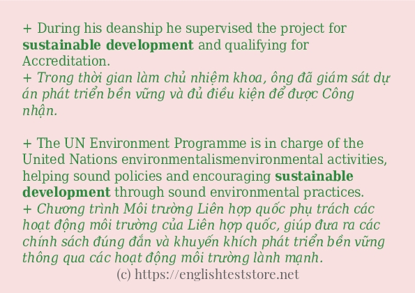 Cách dùng và câu ví dụ của từ Sustainable development