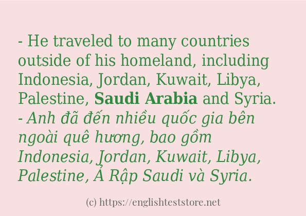 Saudi Arabia ví dụ cách dùng trong câu