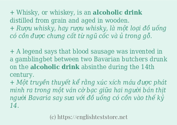 alcoholic drink cách dùng trong câu và ví dụ