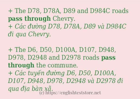 Các câu ví dụ và cách dùng từ pass through