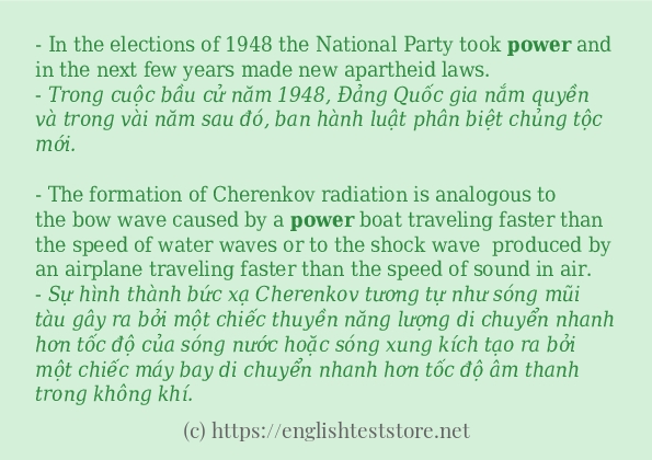 Cách dùng và câu ví dụ của từ Power