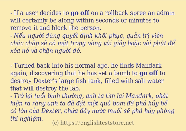 Go off áp dụng trong câu và ví dụ