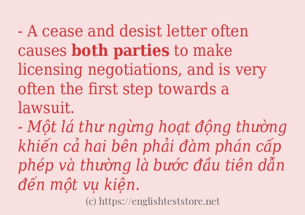 both parties sử dụng thực tế trong câu