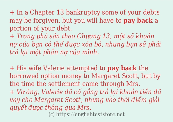 pay back ví dụ và cách sử dụng trong câu