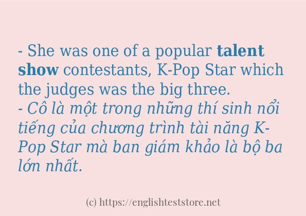 talent show cách sử dụng và câu ví dụ
